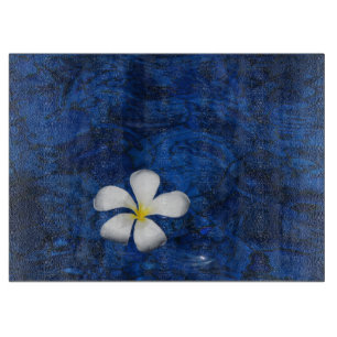 Plumeria Weiße Blume Floral Gemustert Schneidebrett
