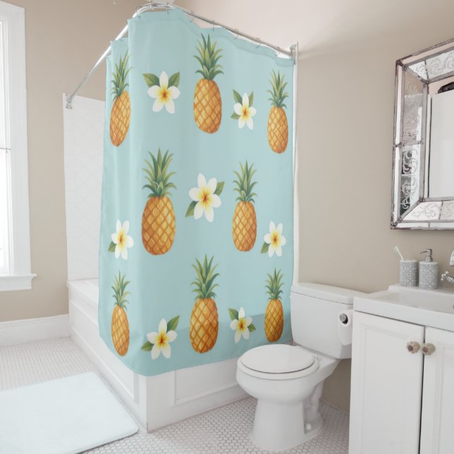 Plumerias & Ananas Duschvorhang (Beispiel)