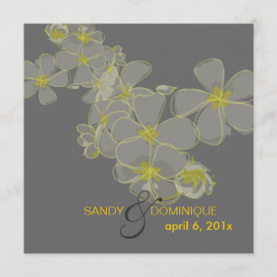 Plumerias-Farben, grau-gelb Einladung