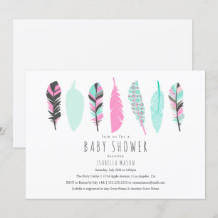Plumes aztèques  Invitation Baby shower