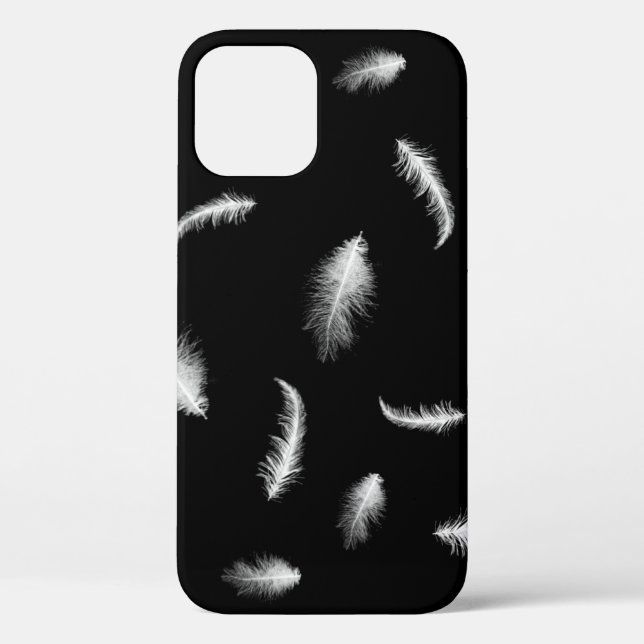 Plumes blanches sur Coque noir-coque iphone (Verso)