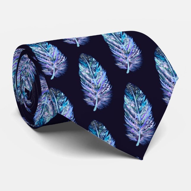 Plumes Cravate - Couleurs personnalisées - Bleu fo (Roulé)