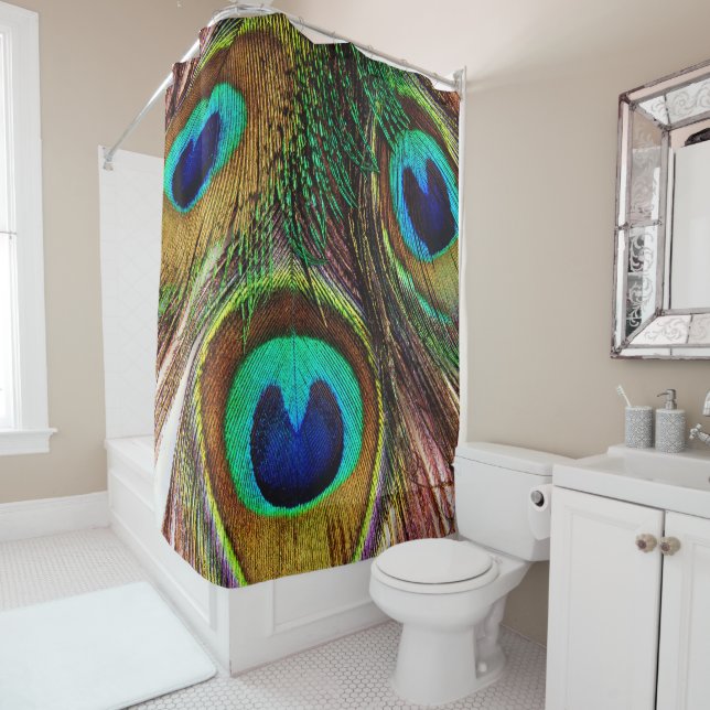 Plumes de paon 4 rideau de douche (En situation)
