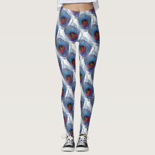 Plumes de paon bleu Leggings