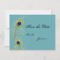 Plumes de paon Enregistrer la date Invitation Cart