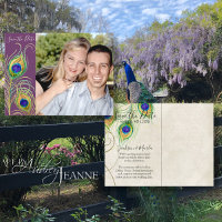 Plumes de paon Enregistrer la date Invitation Cart