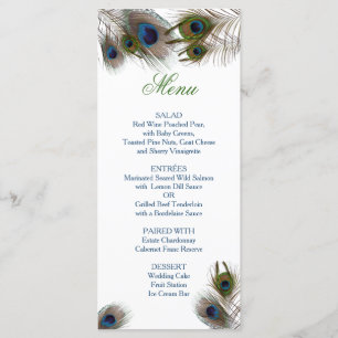 Plumes de paon, Menu Mariage personnalisé
