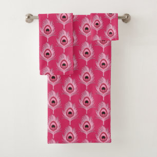 Plumes de paon, rose pastel sur rose Fuchsia