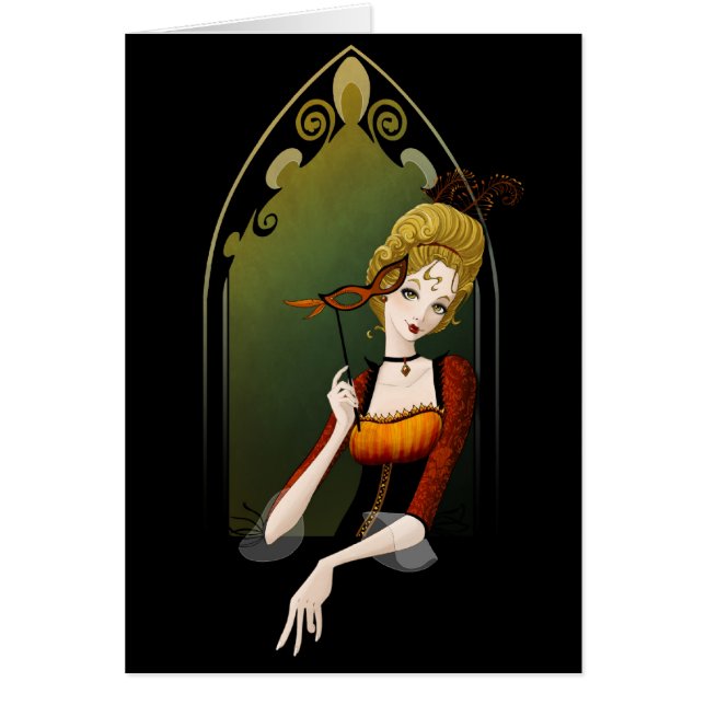 Plumes d'or, dentelle noire - carte (Devant)