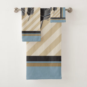 Plumes en bleu, gris et Brown