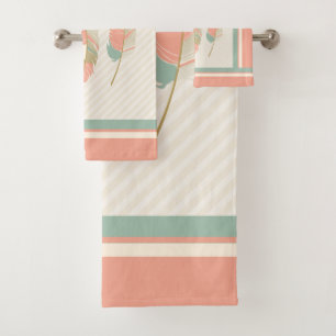 Plumes en Crème, Corail et Vert Menthe