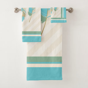 Plumes en crème, Turquoise et vert