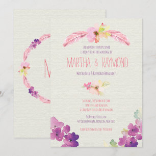 Plumes et fleurs, invitations de mariage