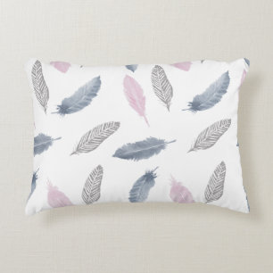 Plumes gris rose Coussin