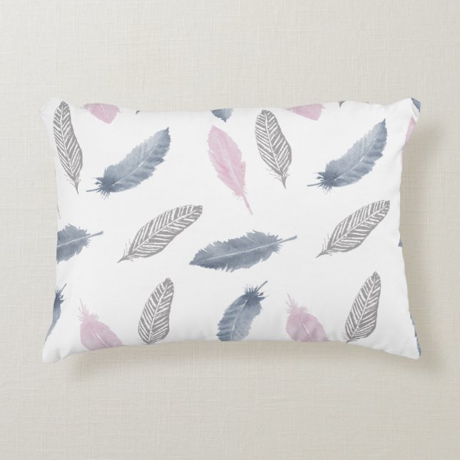 Plumes gris rose Coussin (Devant)