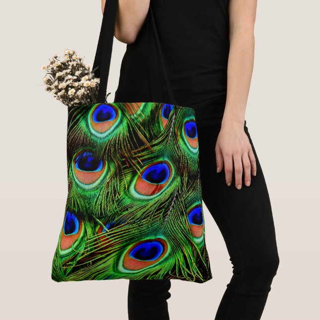 Plumes Peacock 7A-B Sac fourre-tout tout-sur-impre (De près)