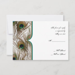 Plumes Peacock avec carte de réponse à double cadr