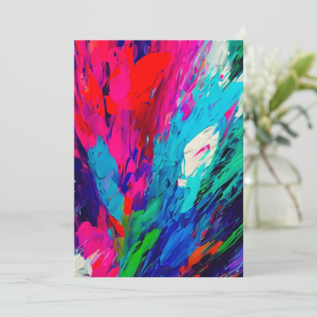 Plumes roses Carte DoigtInvitation (Debout devant)