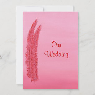 Plumes roses rouges, nos invitations de mariage