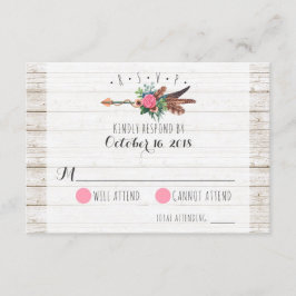 Plumes rustiques de Bohême Arrow Wedding RSVP