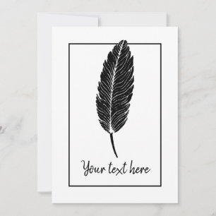 Plumes rustiques en noir et blanc Invitation Linoc