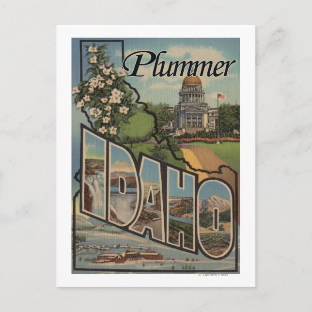 Plummer, Idaho - Große Buchstabenszenen Postkarte (Vorderseite)