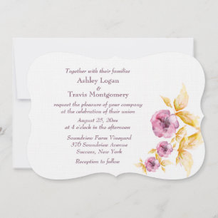 Plumrose Wasserfarben Hochzeitseinladungen Einladung