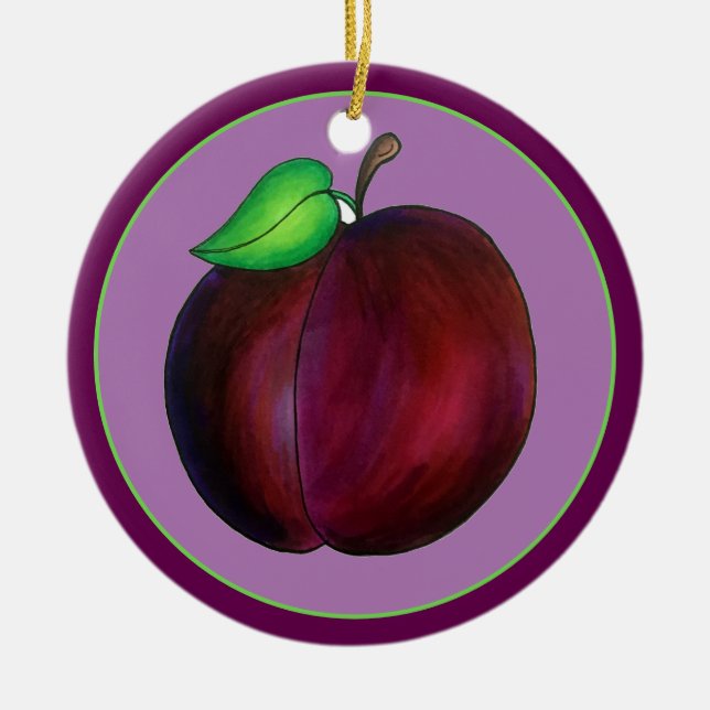 Plums Reif Sommer Lila Plum Frucht Illustration Keramik Ornament (Vorne)