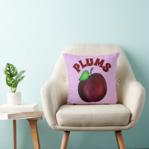 Plums Reif Sommer Lila Plum Frucht Illustration Kissen