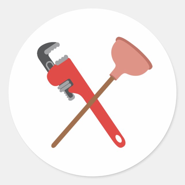 Plunger & Wrench Runder Aufkleber (Vorderseite)