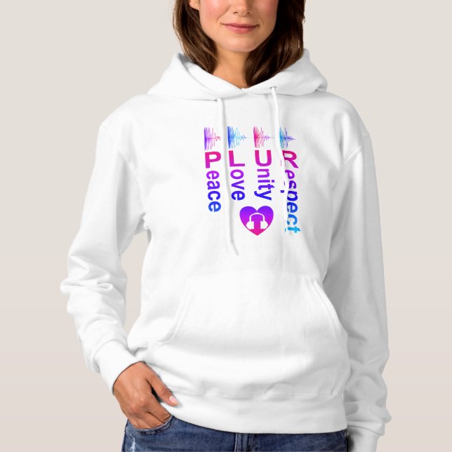 PLUR (Peace Liebe Unity Respect) Hoodie (Vorderseite)