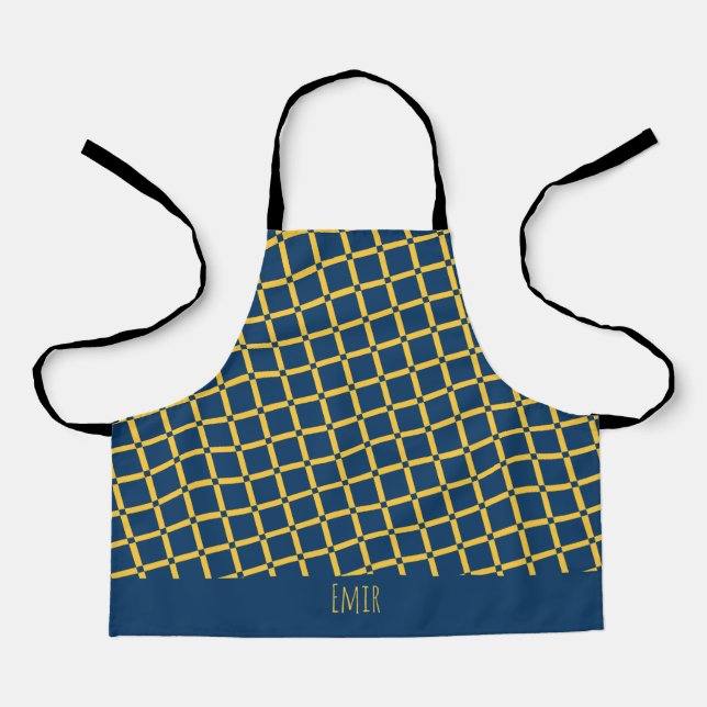Plus Blau Gelb Minimal Muster Schürze (Vorderseite)