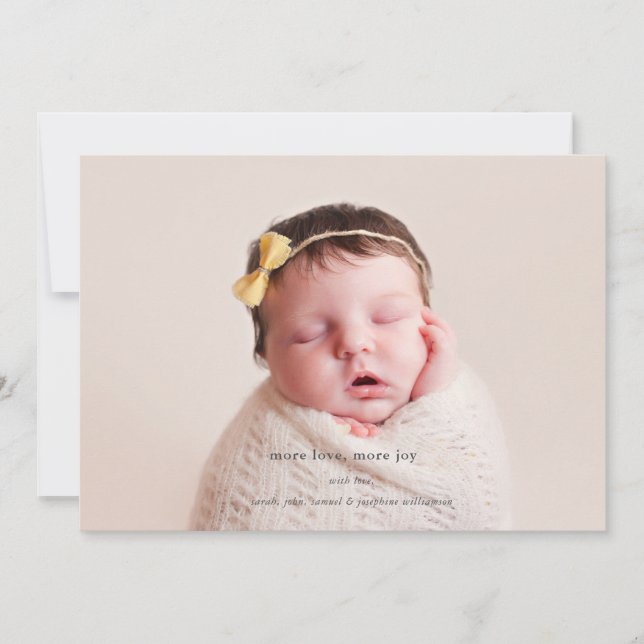 Plus d'amour, plus de joie | Faire-part de naissan (Devant)