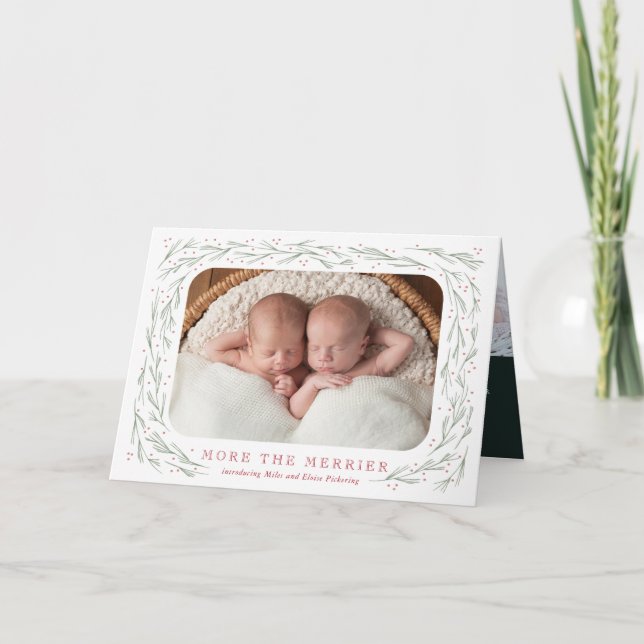 Plus de Noël Merrier Twin Faire-part de naissance (Devant)