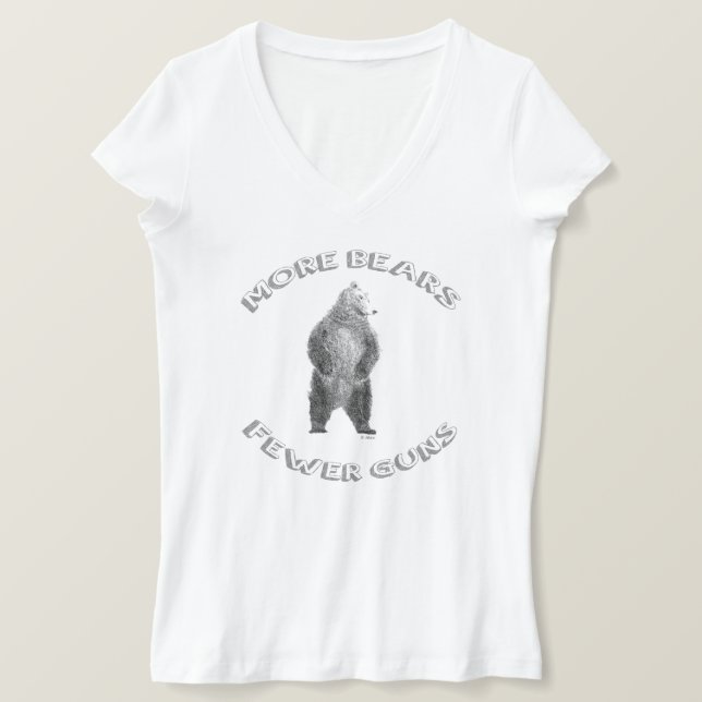 Plus D'Ours; Moins De Canons V-Cou T-Shirt (Design devant)