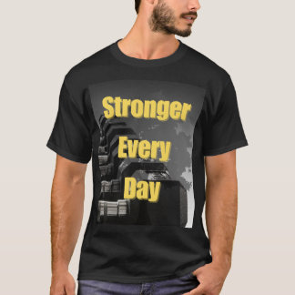 Plus Forte Chaque Jour - T-Shirt Gym Motivationnel