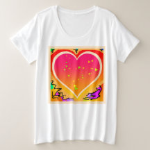 Plus Größe Frauen Herz Grafischer T - Shirt