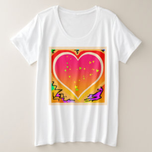 Plus Größe Frauen Herz Grafischer T - Shirt
