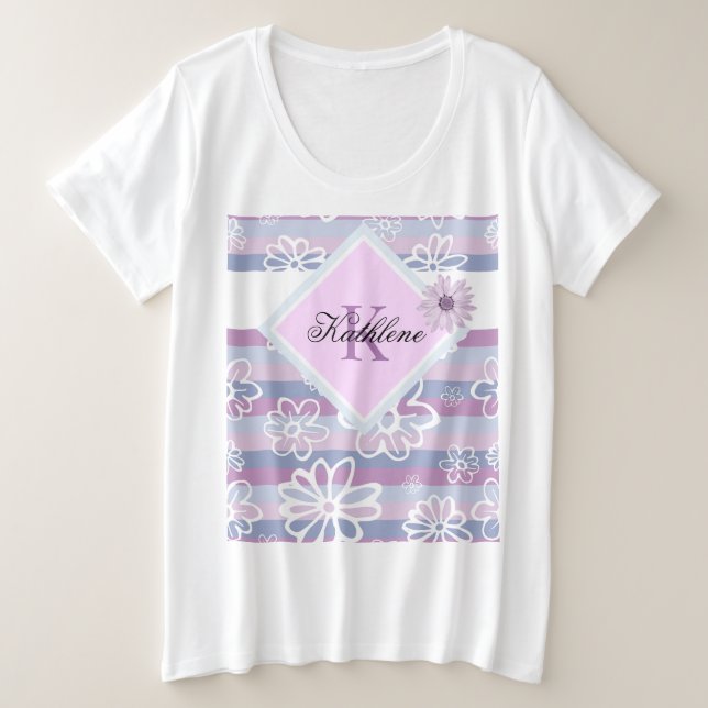 Plus Größe Mit Monogramm Lila T - Shirt (Design vorne)