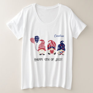 Plus Größenname 4. Juli Gnomes Comfy T - Shirt