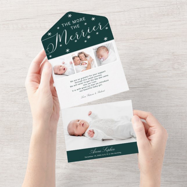 Plus le Merrier 4 Photos Faire-part de naissance (Déchirure)