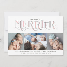 Plus le Merrier Twin Girl Faire-part de naissance