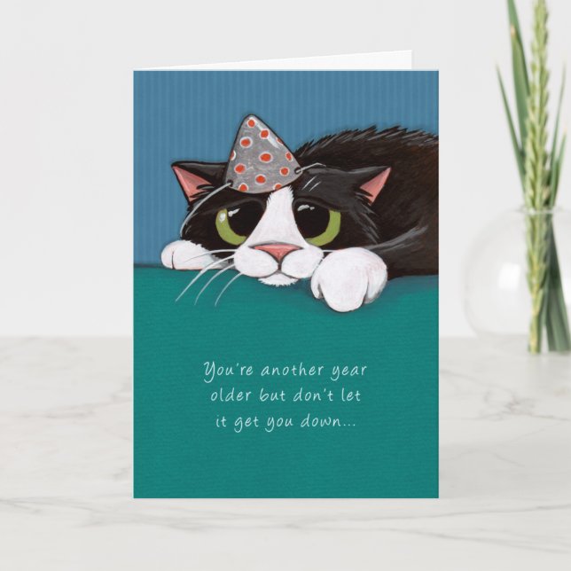 Plus près de Purfection Tuxedo Cat carte d'anniver (Devant)