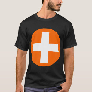 Plus Signieren in Weiß mit Orange T-Shirt