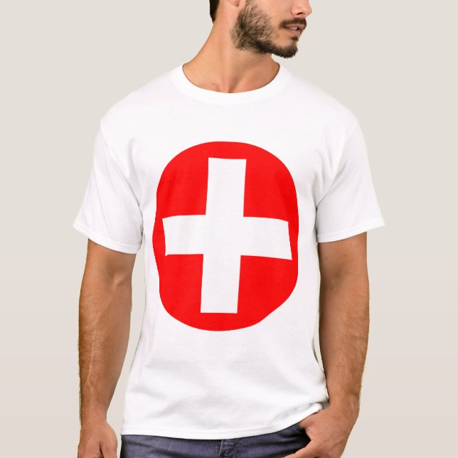 Plus Signieren in weiß mit rot T-Shirt (Vorderseite)