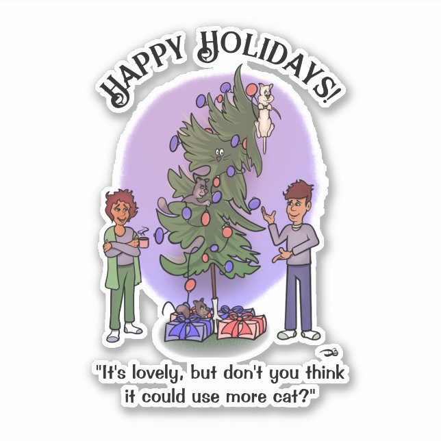 Plus Sticker personnalisé Noël Chat (Devant)