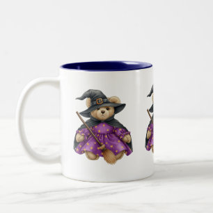 Plush Hexe, Teddy Bär, Halloween, Autor Natasha Zweifarbige Tasse