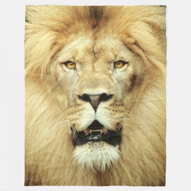 Plush Lion Head Foto Fleecedecke (Vorderseite)