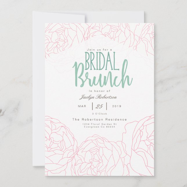 Plush Peony Bridal Brunch Invitation (Devant)