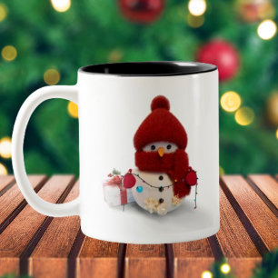 Plush Scarf Snowman Zwei-Tone-Tasse Zweifarbige Tasse